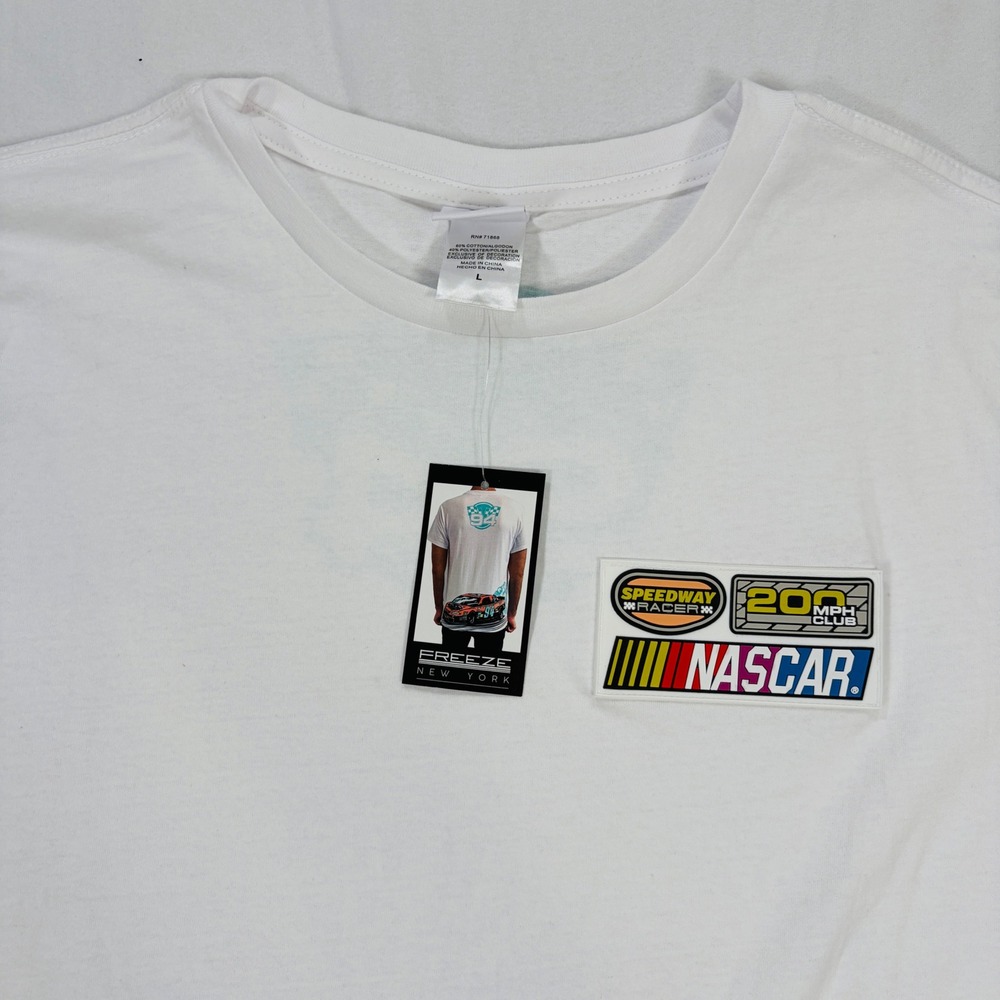 NASCAR Freeze New York Mens White Graphic T-Shirt 94 Race Car Size Large NWT